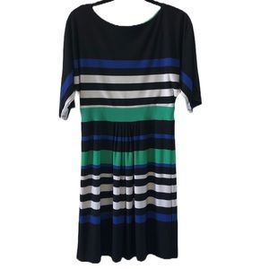 Sandra Darren Striped 3/4 Sleeve Dress 8